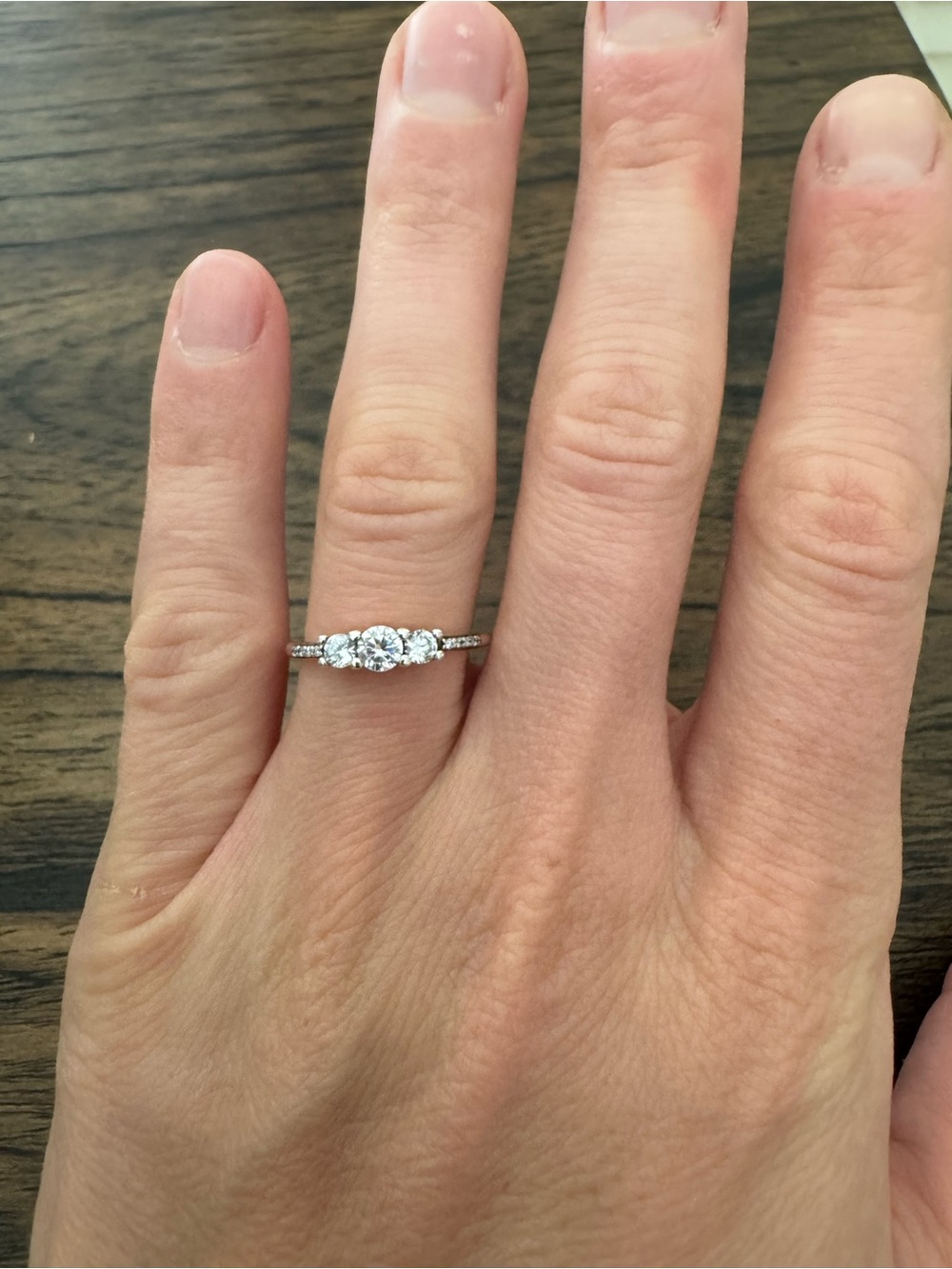 Pandora Fairytale Sparkle Ring Three Stone CZ Cubic Zirconia Sterling Silver - Picture 4 of 13